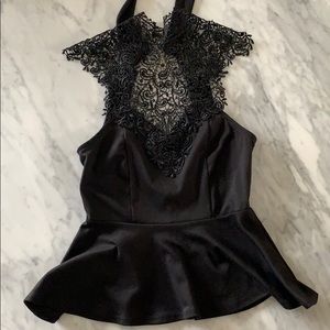 black lace peplum top